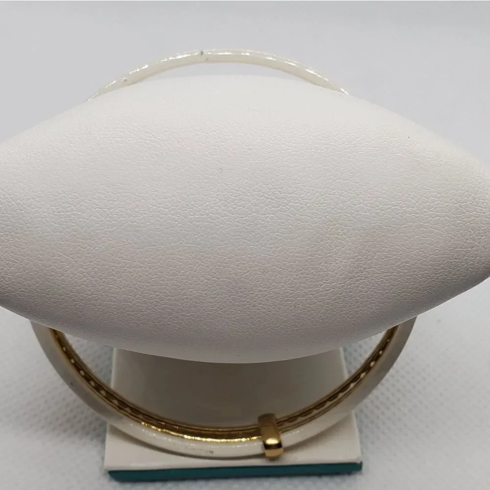 Vintage Gold Tone & White Set of 3 Bangle Bracelets - Picture 4 of 5
